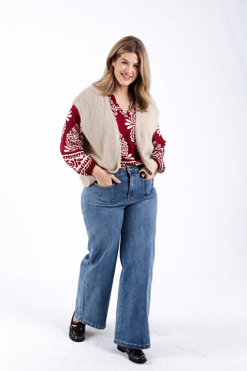 Jeans Elodie avec poches et détail broderie-Paprika-8