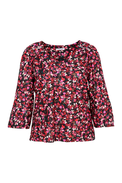 Korte T-shirt met bloemenmotief-Paprika-10