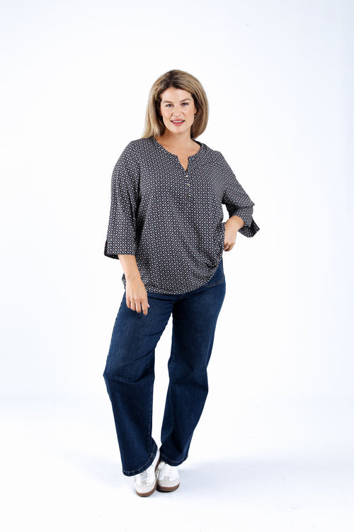 Blouse met grafische print-Paprika-5