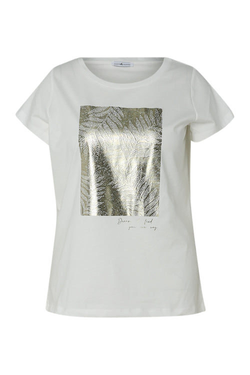 Katoenen T-shirt met folieprint-Paprika-10