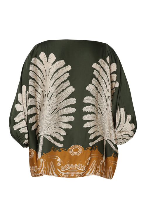 Blouse van viscose met palmprint-Paprika-11