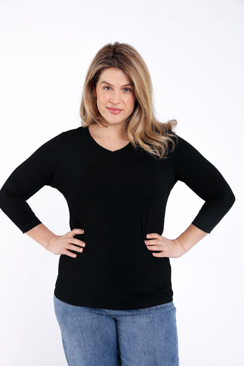 Basic T-shirt van viscose-Paprika-1