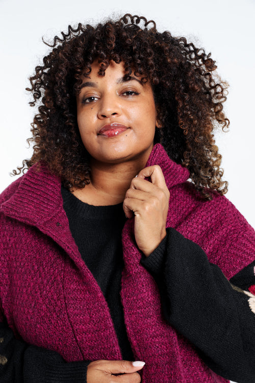 Kort, effen vest zonder mouwen met opstaande kraag-Paprika-4