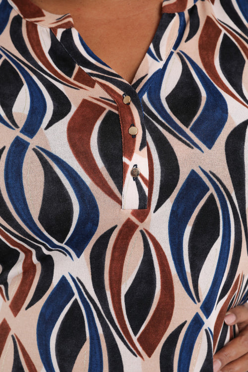 T-shirt maille chaude imprimé graphique-Paprika-4