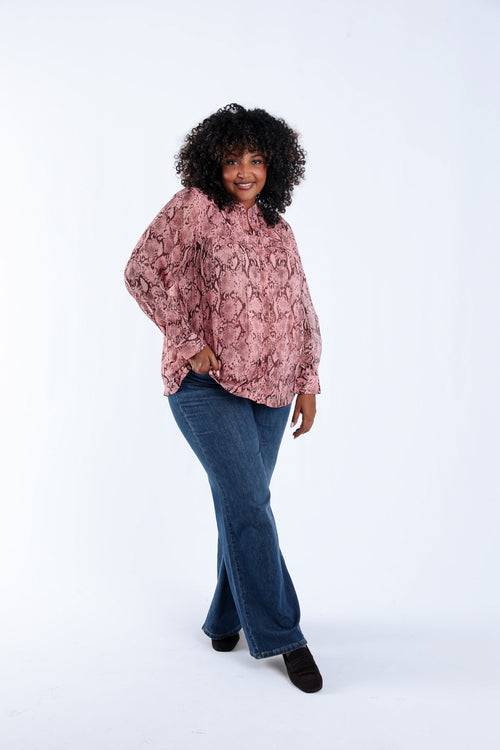 Blouse met slangenprint en lurex-Paprika-5