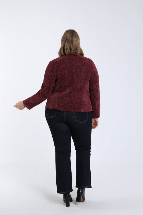 Bicolor jacquard jasje met lurex-Paprika-3