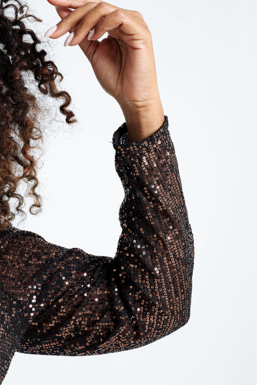 Jurk met pailletten en wikkelhals-Paprika-4