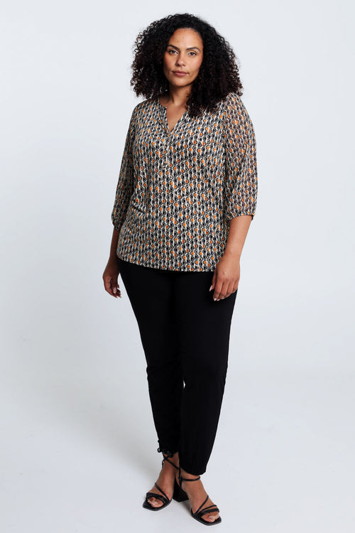 T-shirt met gouden grafisch motief-Paprika-7