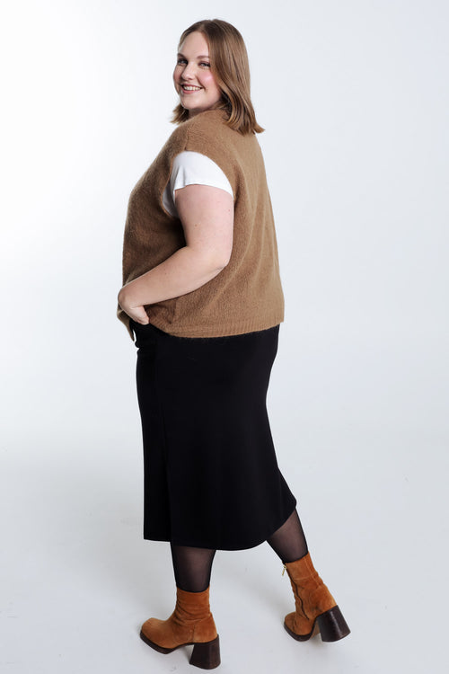 Effen mouwloos vest-Paprika-2