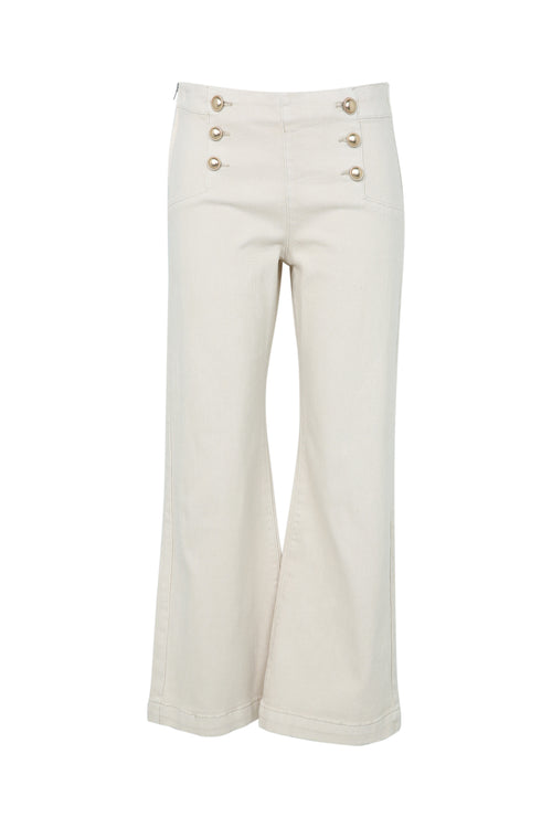 Effen palazzo broek met 6 gouden knopen vooraan-Paprika-10