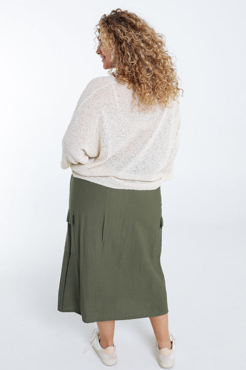 Doosvormige trui in katoen met lurex-Paprika-2