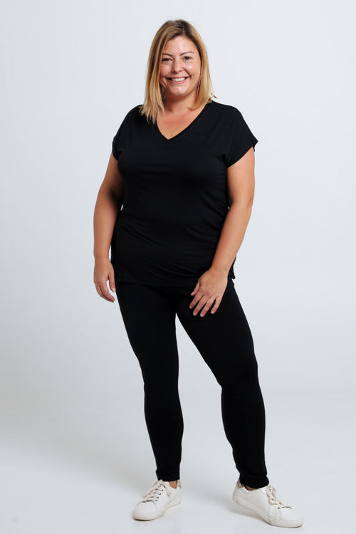 Effen slim 7/8-legging in viscose-Paprika-7