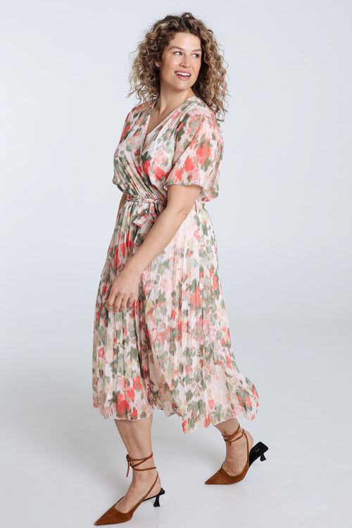 Jurk van geprinte voile met lurex-Paprika-8