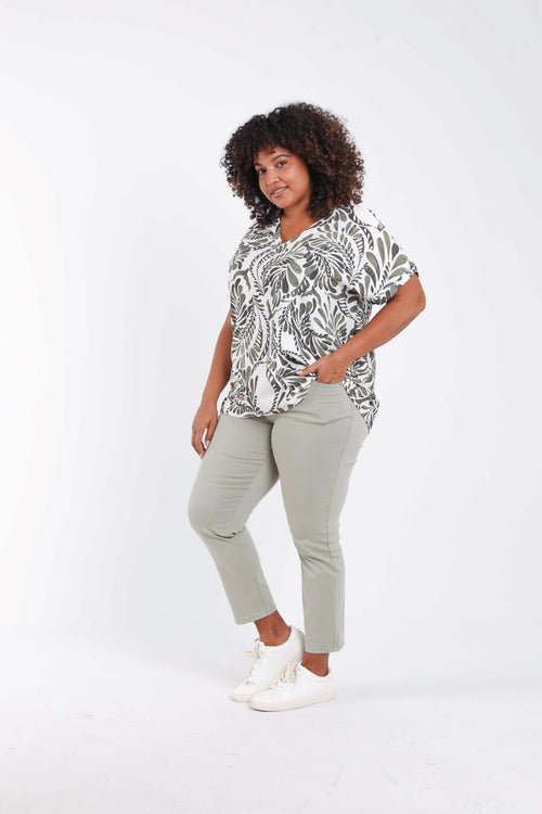Blouse van tweekleurige viscose met paisleyprint-Paprika-9