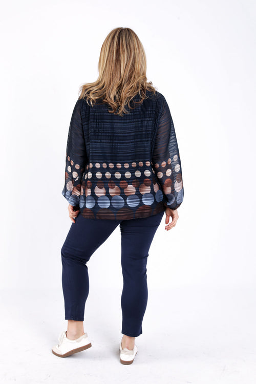 Plissé blouse met ronde print-Paprika-1