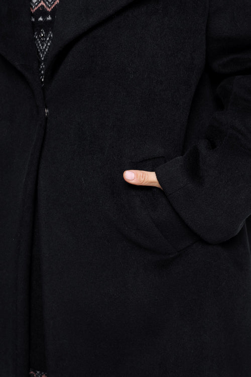 Lange, wollen jas met grote kraag en drukknopen-Paprika-5