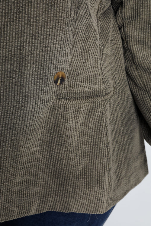 Korte, effen blazer in fluweel met voering in dierenhuidmotief-Paprika-5