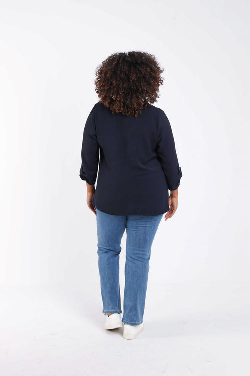 Effen blouse met sierdetails-Paprika-1