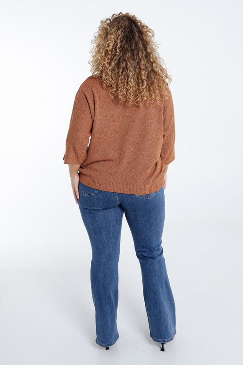 Doosvormige trui in katoen met lurex-Paprika-2