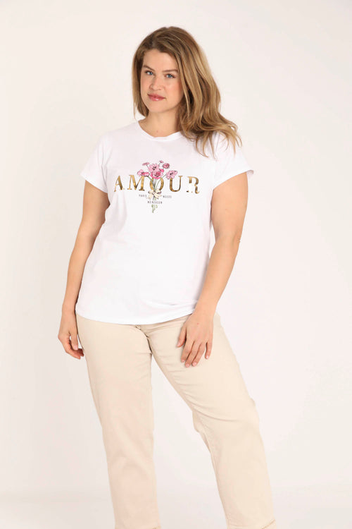 T-shirt van katoen met Amour-print-Paprika-7