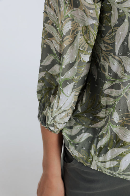 Blouse van viscose met bladerenprint-Paprika-5