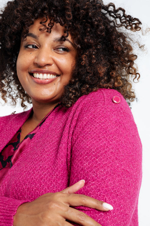 Lange, effen cardigan met sjaalkraag en decoratieve knopen-Paprika-5