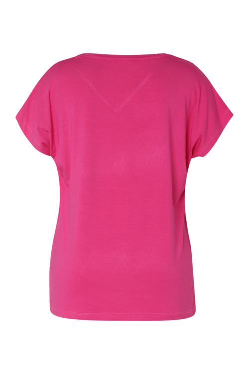 Effen T-shirt in viscose-Paprika-11