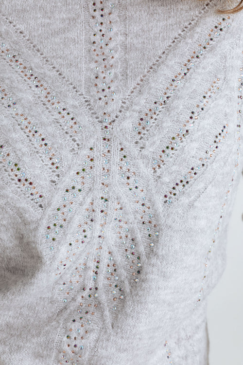 Effen trui met kabel- en strassdetails-Paprika-5