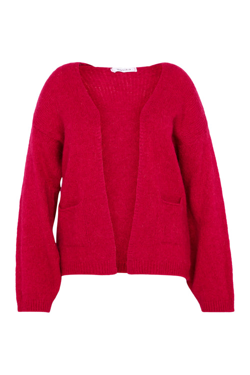 Effen, open cardigan in zacht mohair-Paprika-10