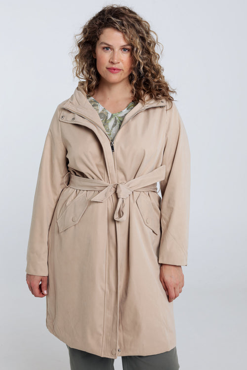Effen mid-length trenchcoat met capuchon-Paprika-2