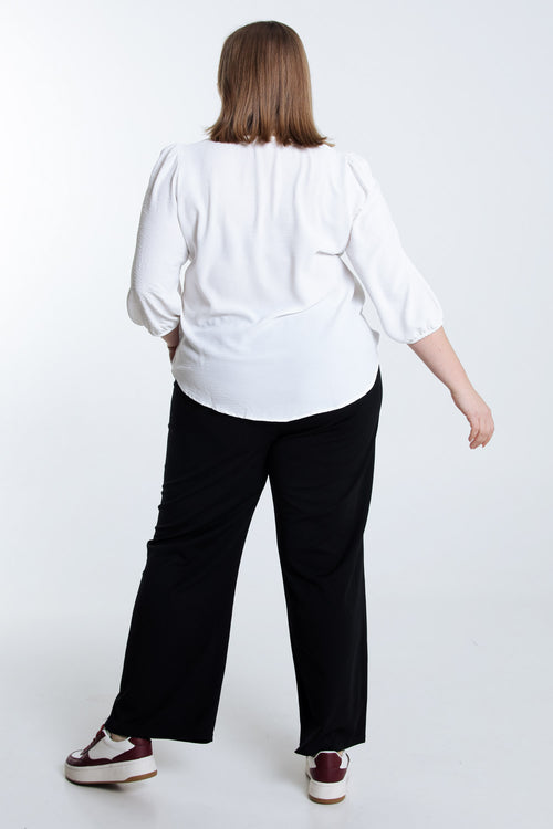 Wijde broek effen met gouden gesp-Paprika-2