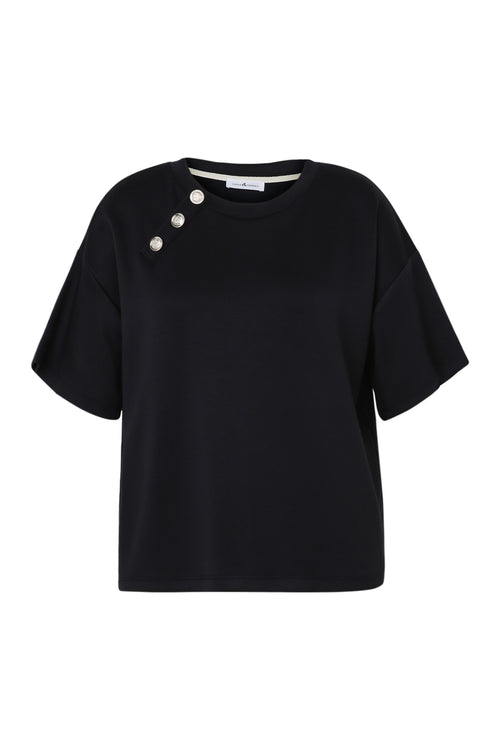 Effen T-shirt met decoratieve knopen-Paprika-10