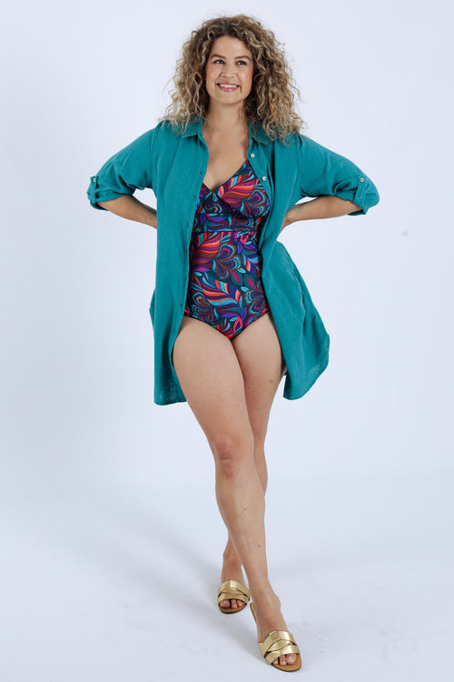Maillot de bain imprimé floral-Paprika-9