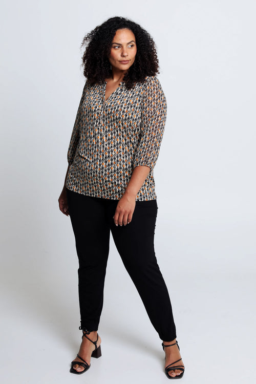 T-shirt met gouden grafisch motief-Paprika-9