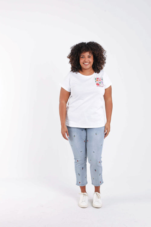 T-shirt van katoen met bloemenprint-Paprika-7