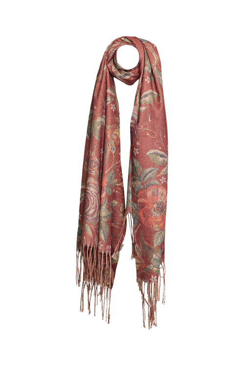 Warme sjaal met bloemenprint-Paprika-1