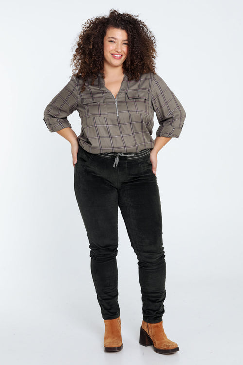 Effen slim fluwelen jegging-Paprika-10