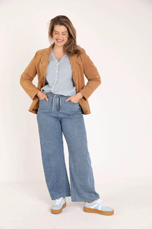 Effen blazer met suède-effect-Paprika-7
