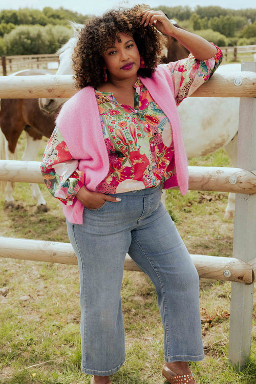 Blouse van katoen met jungleprint-Paprika-1