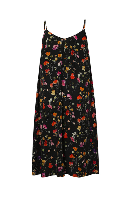 Lange jurk van viscose met dunne bandjes en een bloemenprint-Paprika-11