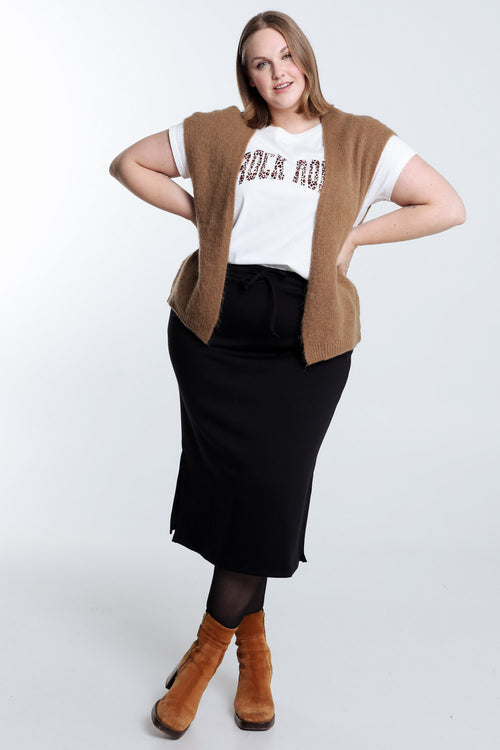 Effen mouwloos vest-Paprika-7