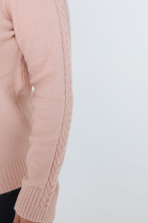 Effen trui met kabel- en strassdetails-Paprika-6