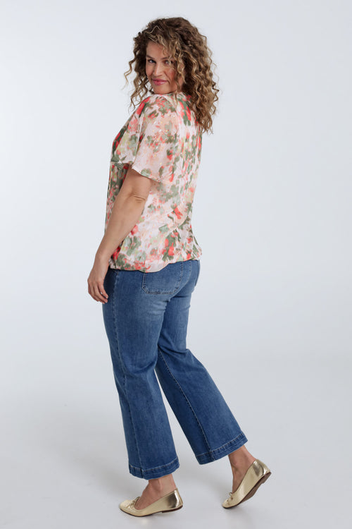 Bloes met bloemenprint en lurex-Paprika-2