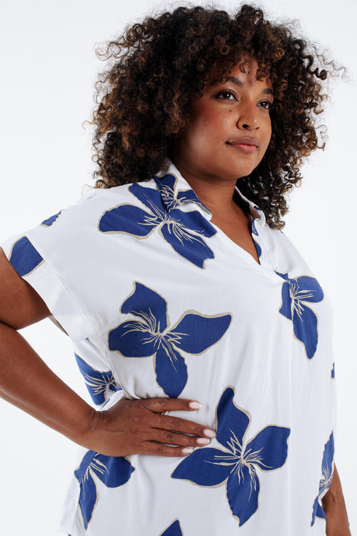 Bloes van viscose met bloemenprint-Paprika-6