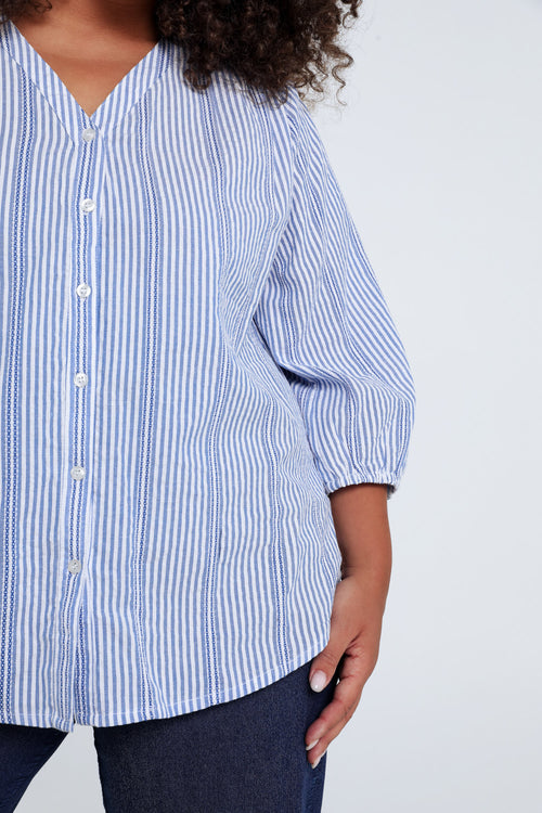 Gestreepte katoenen blouse-Paprika-6