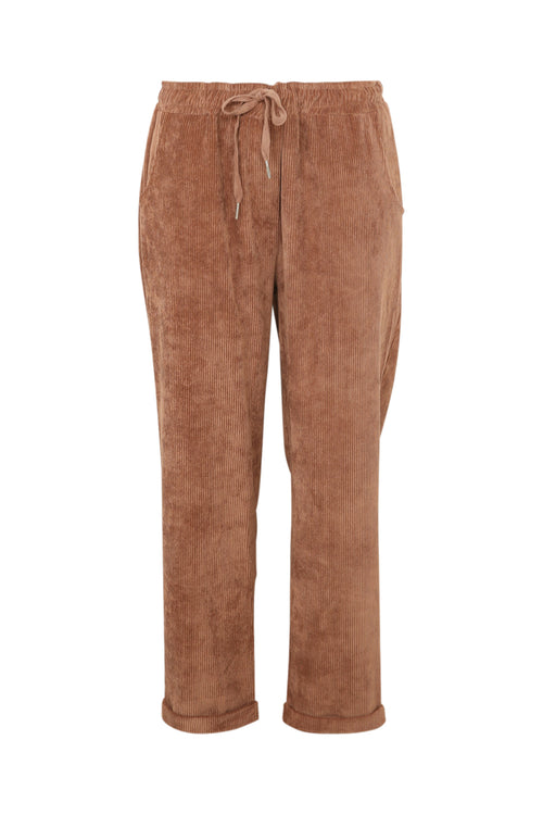 Effen 7/8-chinobroek in fluweel-Paprika-11