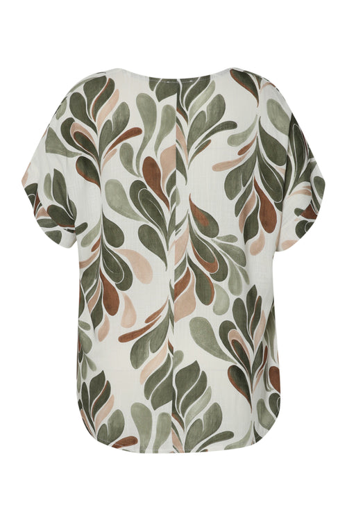 Blouse van viscose met bladprint-Paprika-9