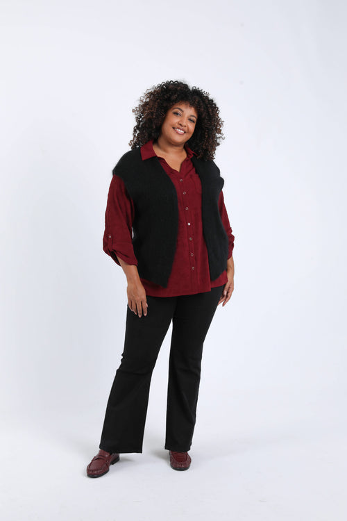 Chemise en viscose unie détail relief-Paprika-8