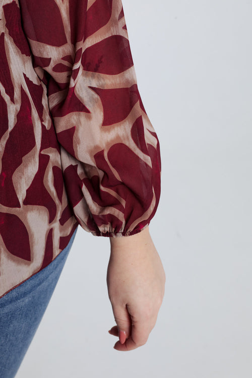 Geplooide blouse met grafische print-Paprika-5