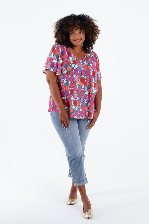 Blouse van viscose met ronde print-Paprika-7